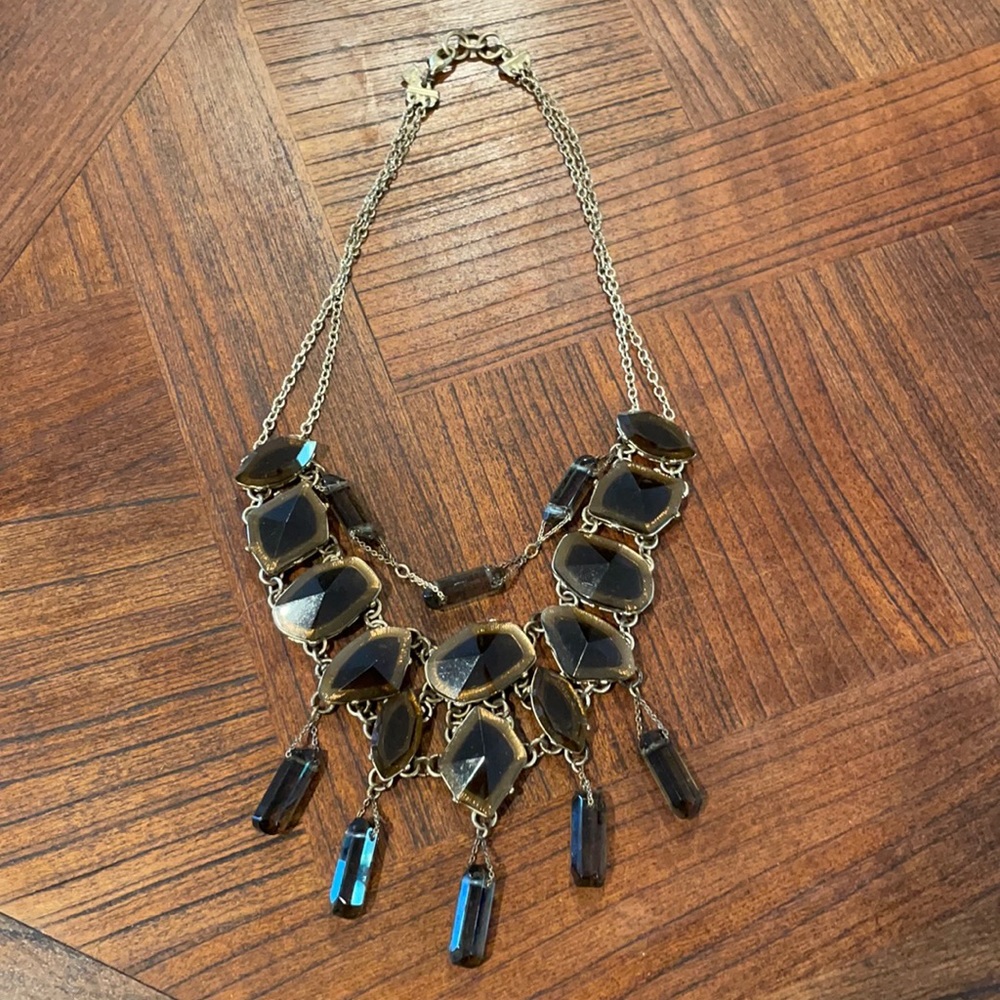 Gold & Brown Stone Necklace